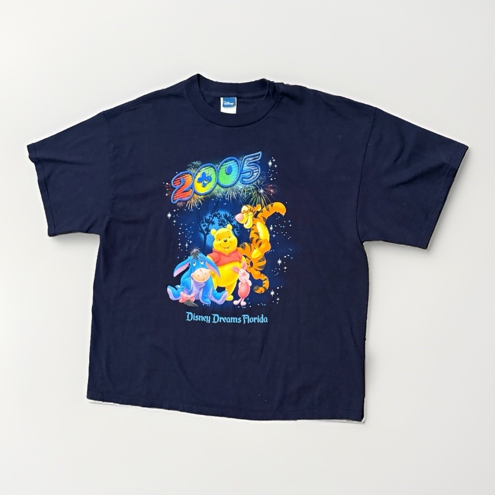 Vintage DISNEY Dreams Florida T-Shirt XL Pooh Tigger Eeyore 2005‎ Navy Blue